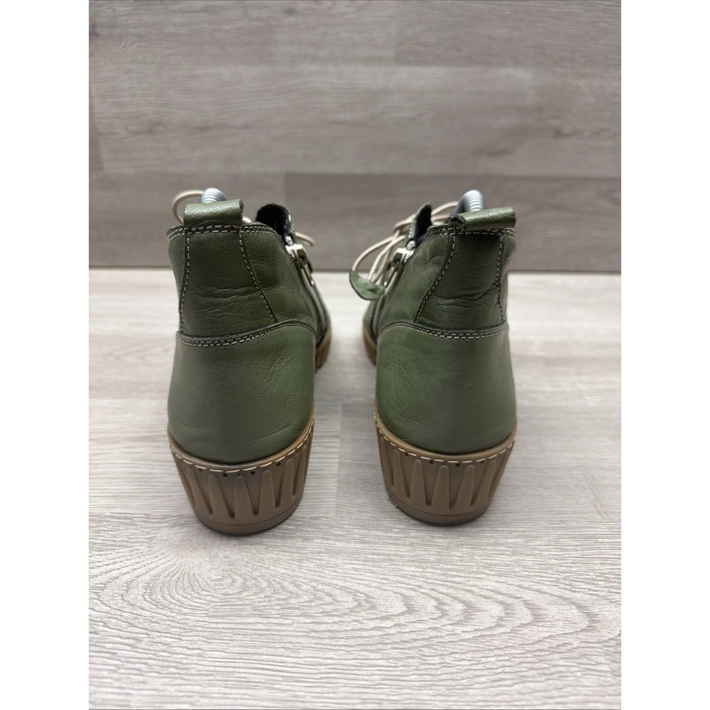 Spring Step Nespea Leather Wedge Booties Olive Green Size 41 (US 10) Size Zip - Picture 7 of 12